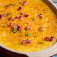 Cheesy Baked Grits with Bacon and Chives
