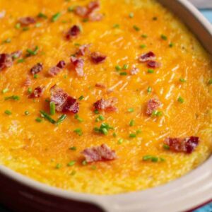 Cheesy Baked Grits with Bacon and Chives | A Nerd Cooks
