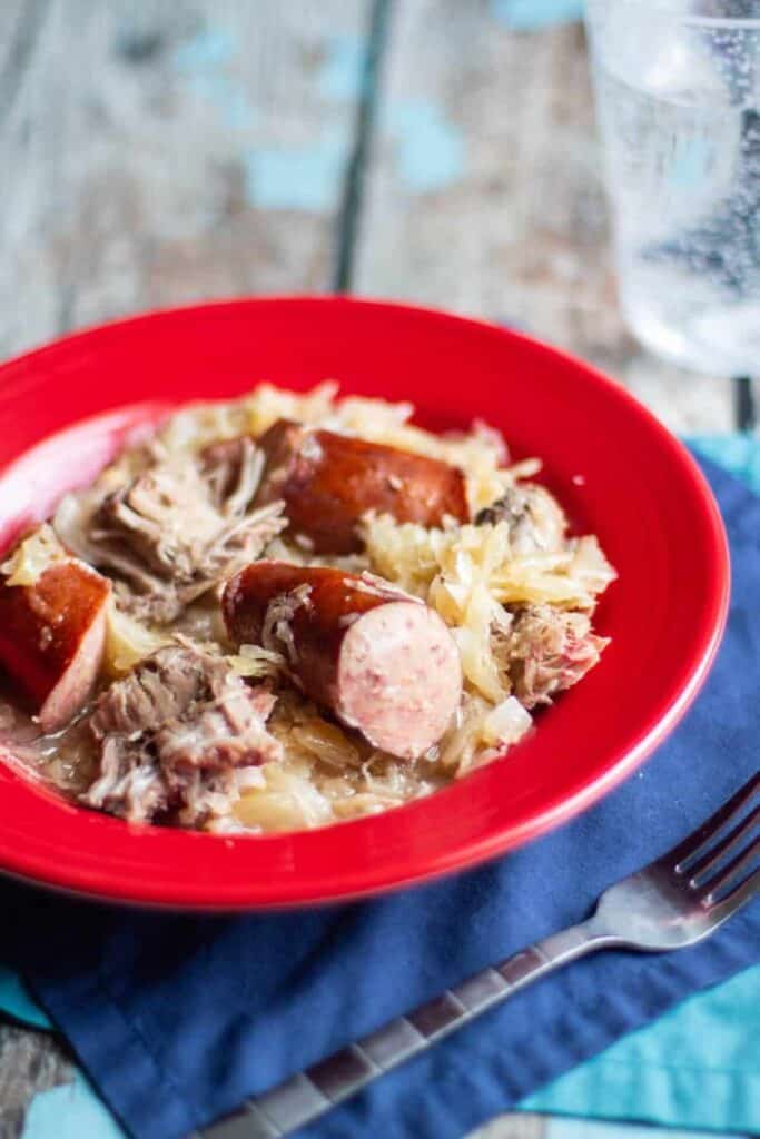 Slow Cooker Kielbasa, Pork, and Sauerkraut | A Nerd Cooks
