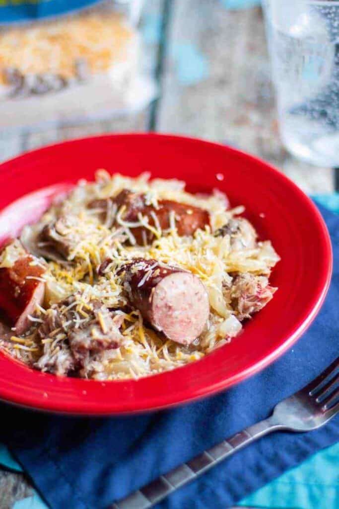 Slow Cooker Kielbasa, Pork, and Sauerkraut | A Nerd Cooks