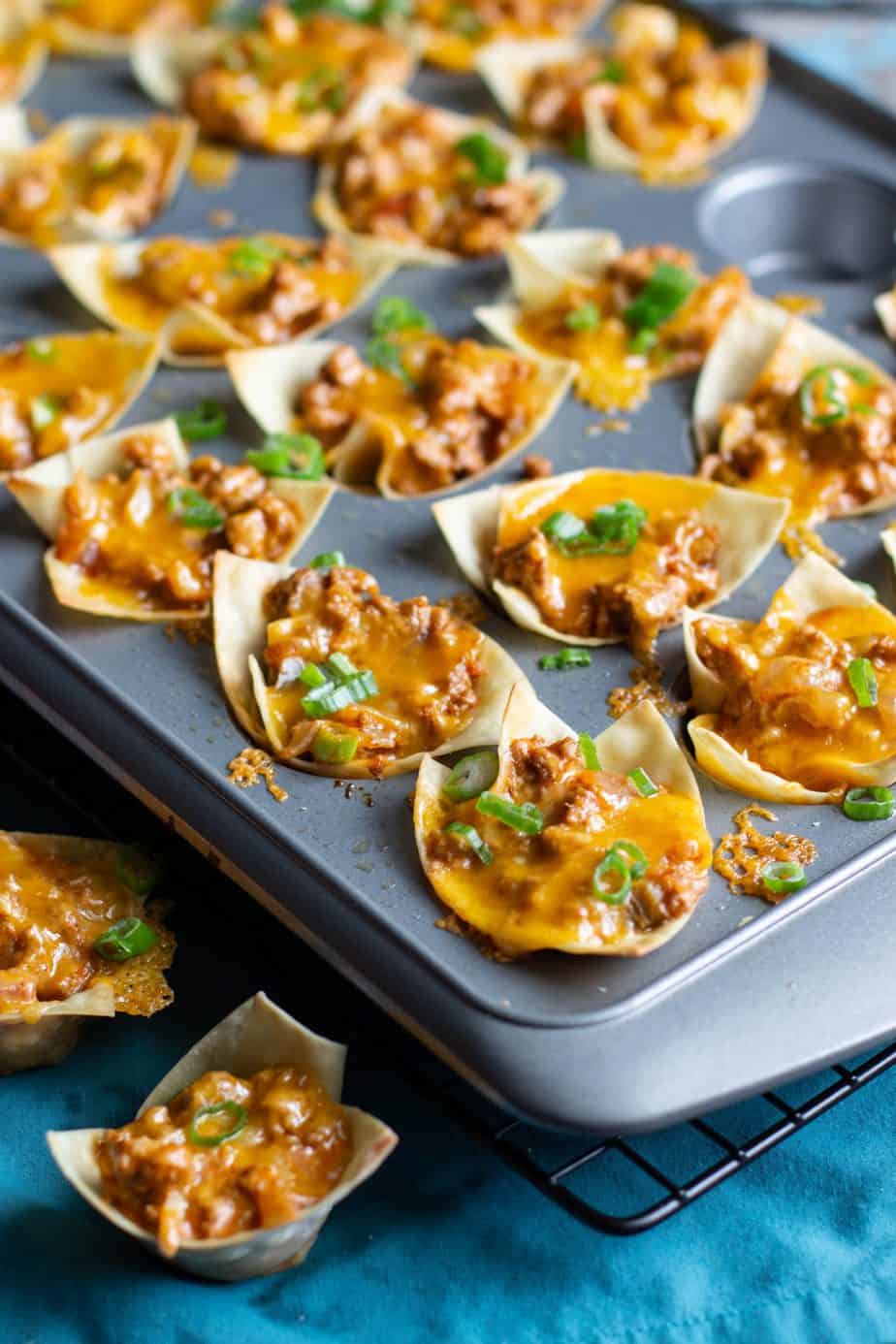 Turkey Taco Wonton Cups