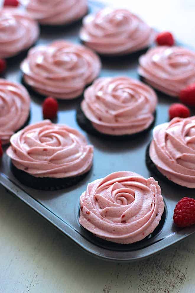 Dark Chocolate Cupcakes with Raspberry Buttercream | A Nerd Cooks