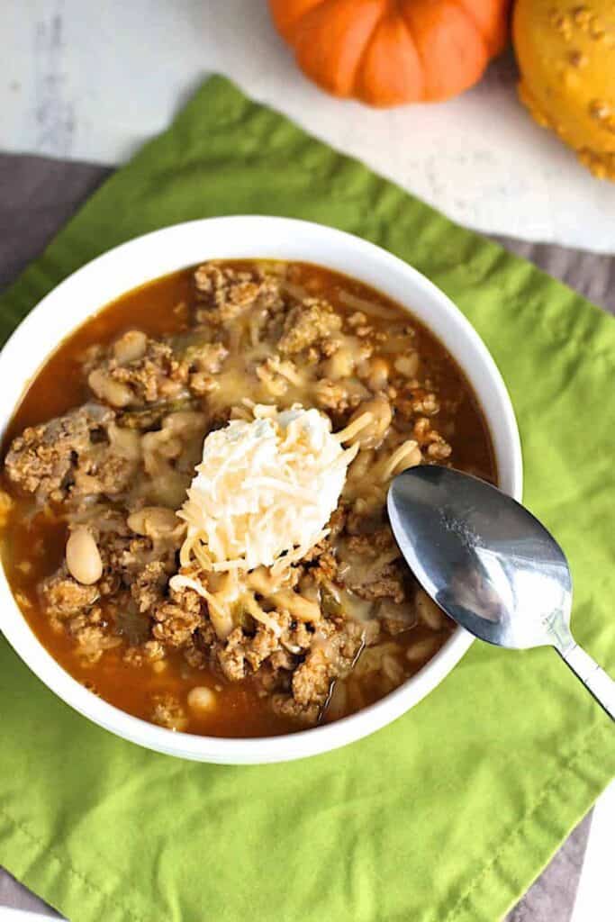 Turkey White Bean Pumpkin Chili | A Nerd Cooks