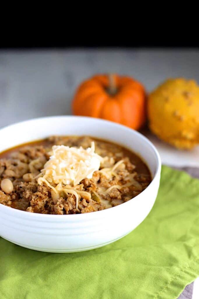 Turkey White Bean Pumpkin Chili | A Nerd Cooks