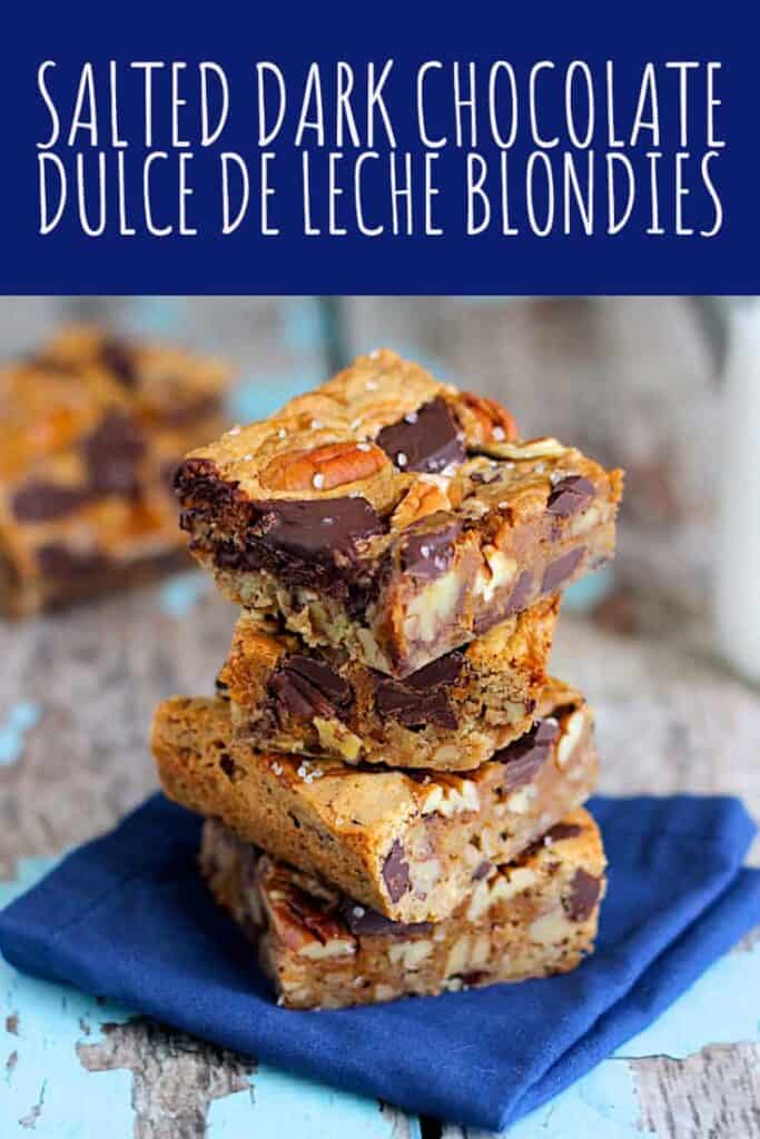 Salted Dark Chocolate Dulce de Leche Blondies | A Nerd Cooks