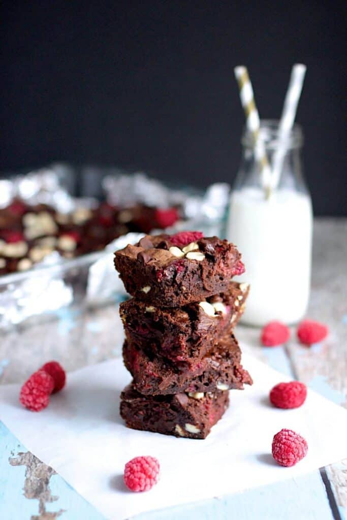 Triple Chocolate Raspberry Brownies | A Nerd Cooks