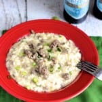 Beer, Cheddar, & Sausage Risotto | A Nerd Cooks