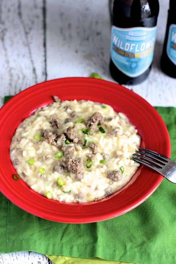 Beer, Cheddar, & Sausage Risotto | A Nerd Cooks
