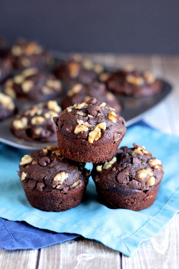 Double Chocolate Banana Walnut Muffins - A Nerd Cooks