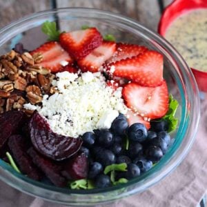 Strawberry Pecan Salad with Beets and Poppyseed Dressing | A Nerd Cooks