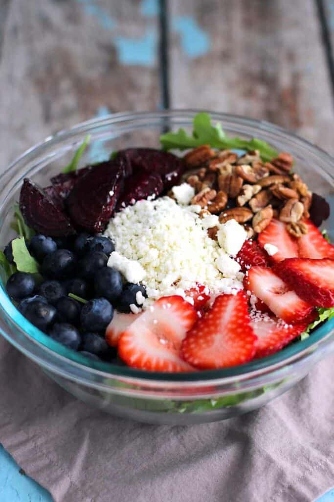 Strawberry Pecan Salad with Beets and Poppyseed Dressing | A Nerd Cooks