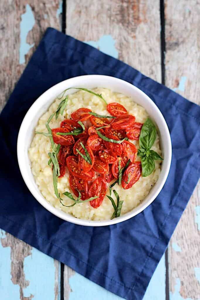 Sweet Corn Risotto with Roasted Cherry Tomatoes | A Nerd Cooks