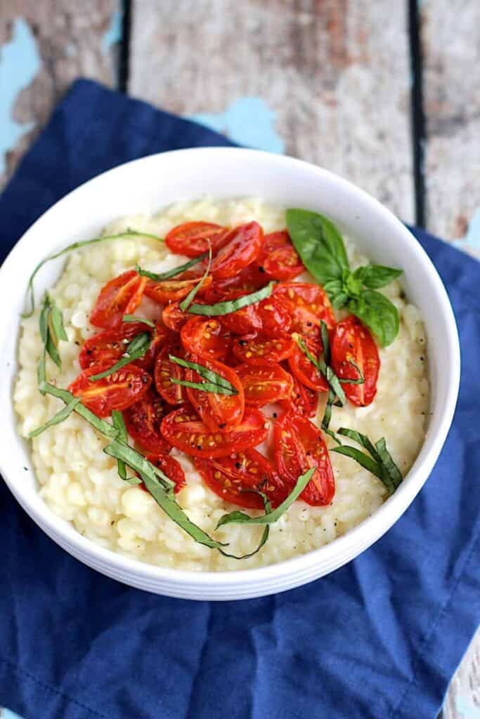 Sweet Corn Risotto with Roasted Cherry Tomatoes | A Nerd Cooks