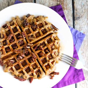 Sweet Potato Waffles with Candied Pecans | A Nerd Cooks