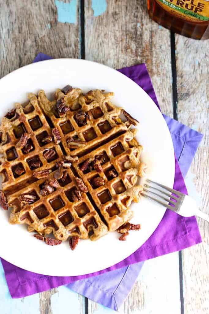 Sweet Potato Waffles with Candied Pecans | A Nerd Cooks
