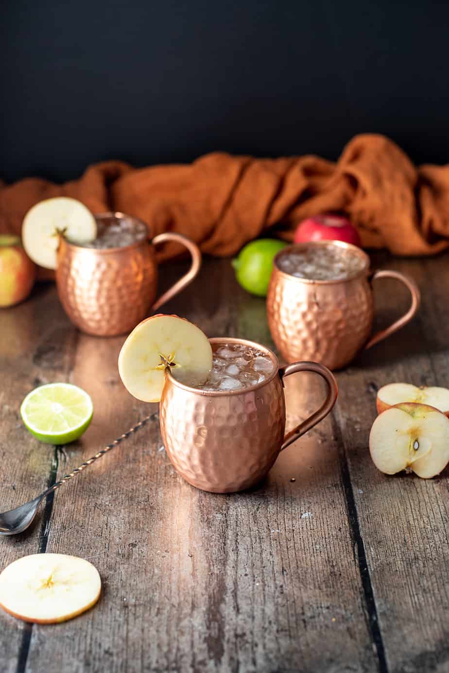 three caramel apple moscow mules