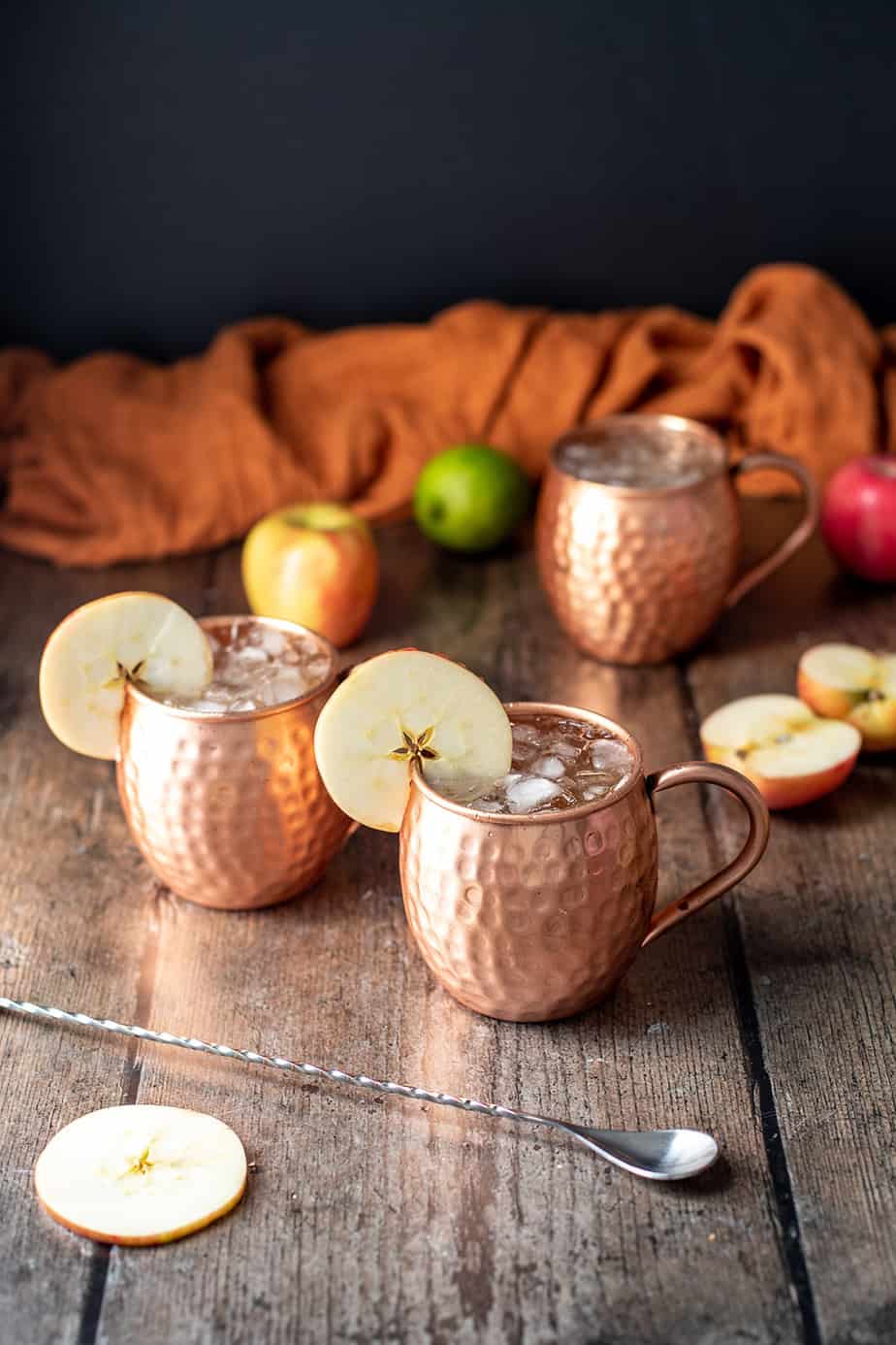 three caramel apple moscow mules