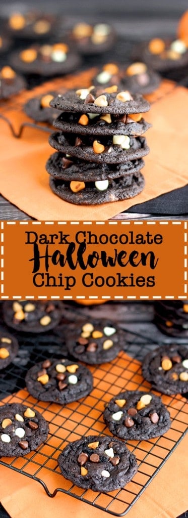 Dark Chocolate Halloween Chip Cookies | A Nerd Cooks