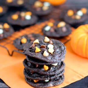 Dark Chocolate Halloween Chip Cookies | A Nerd Cooks