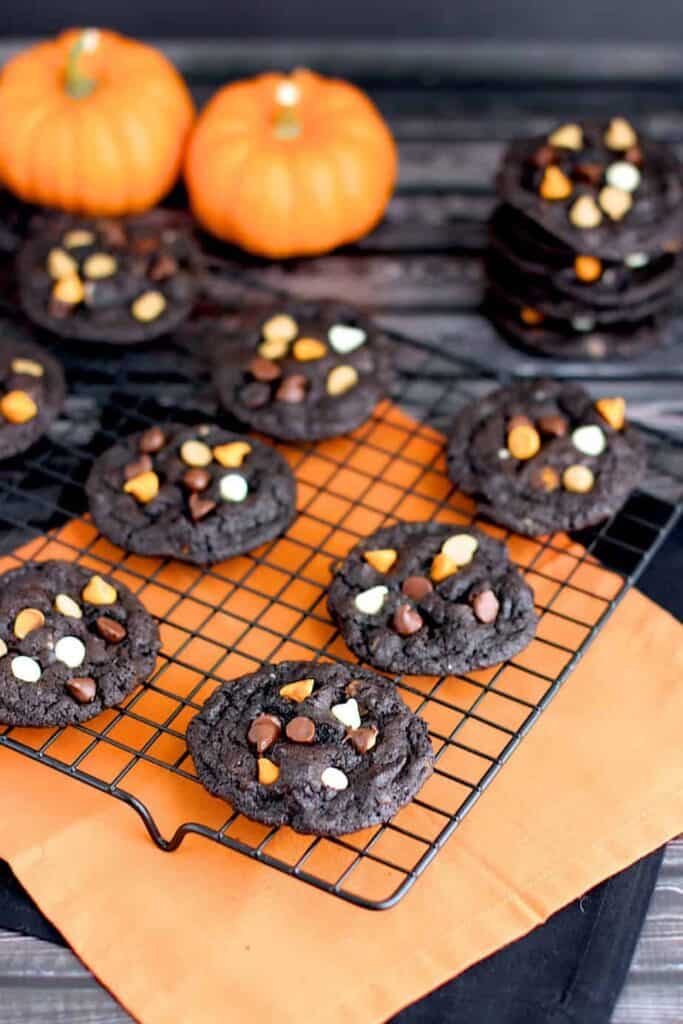 Dark Chocolate Halloween Chip Cookies | A Nerd Cooks