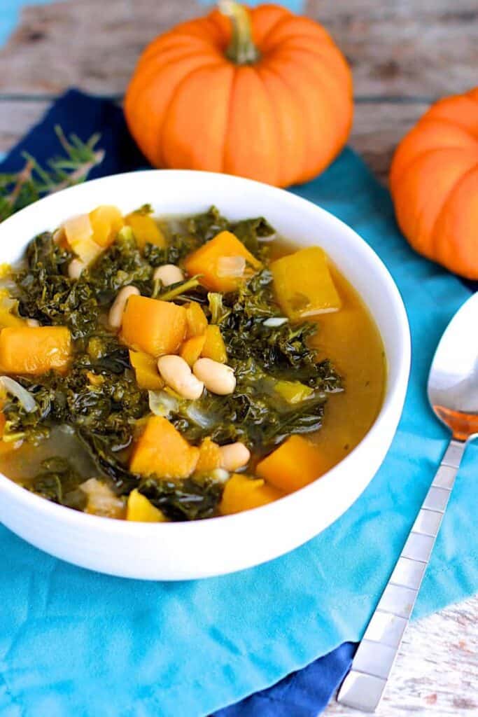 Butternut Squash, Kale, & White Bean Soup | A Nerd Cooks