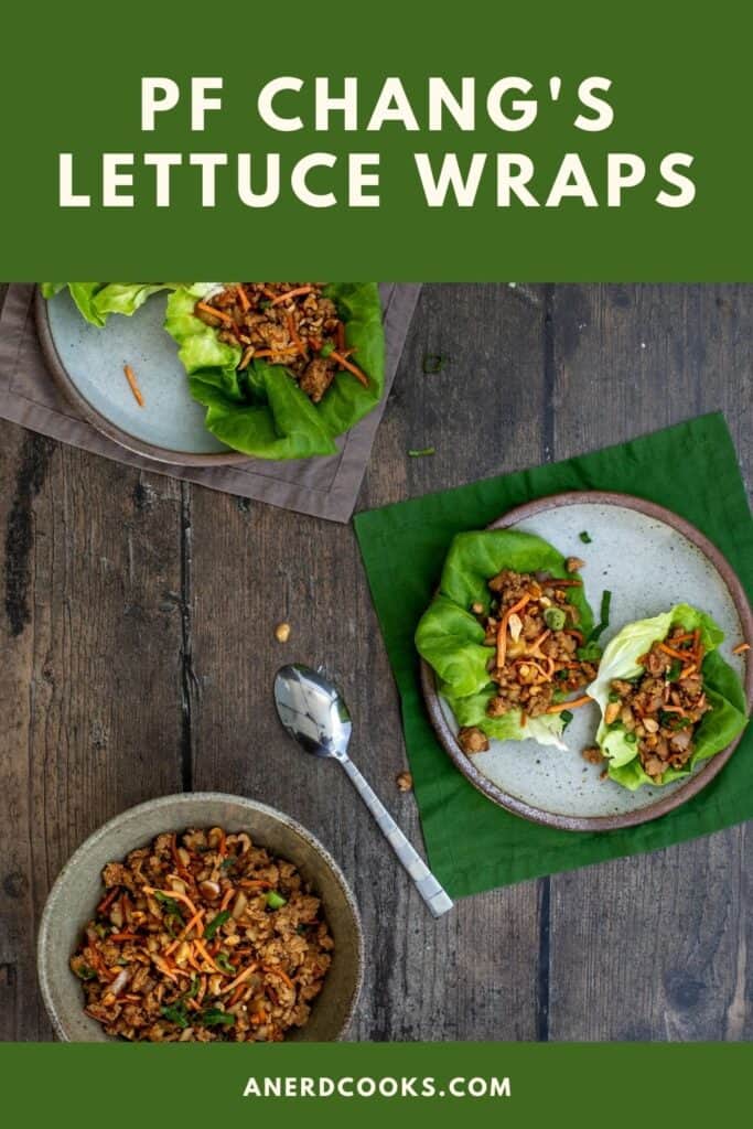 pinterest pin for P.F. Chang's Chicken Lettuce Wraps