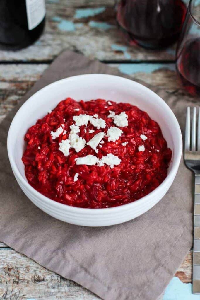 Beet Risotto with Goat Cheese - A Nerd Cooks