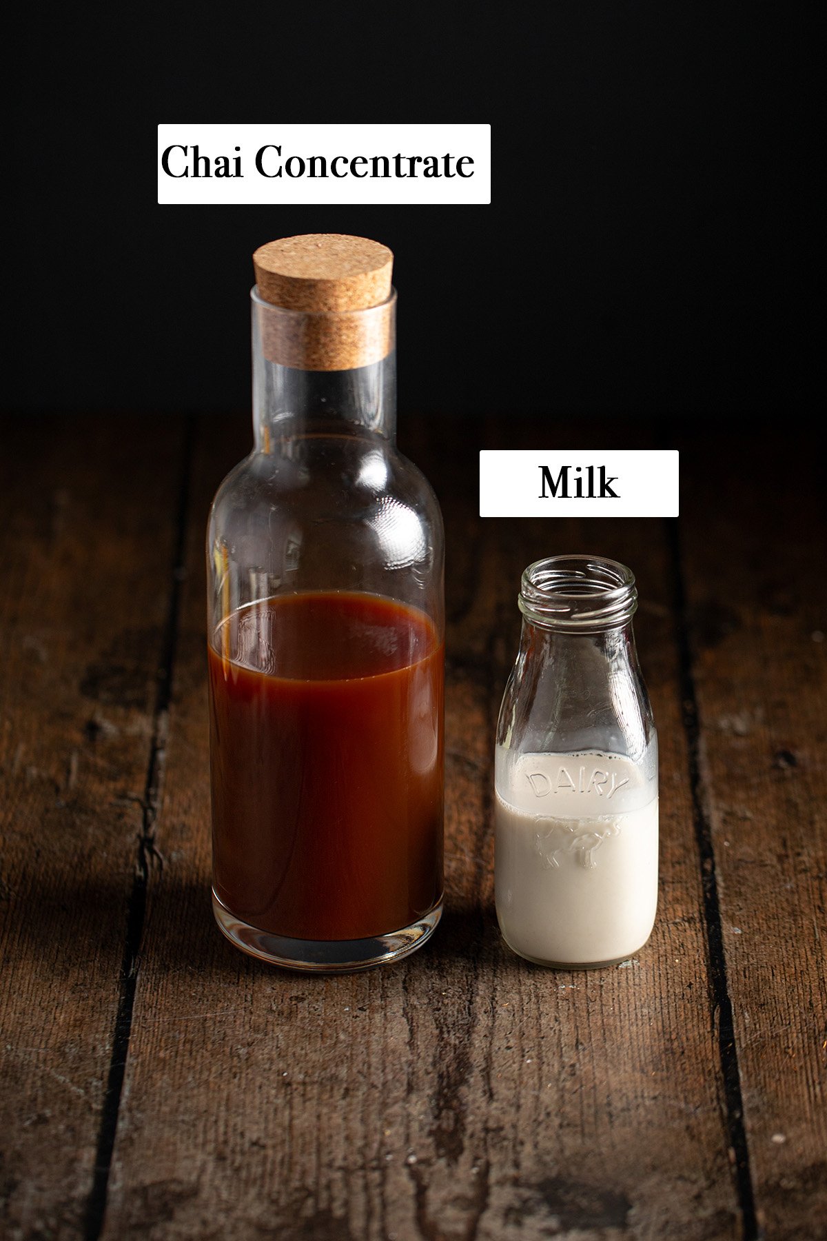 ingredients for making iced chai latte.