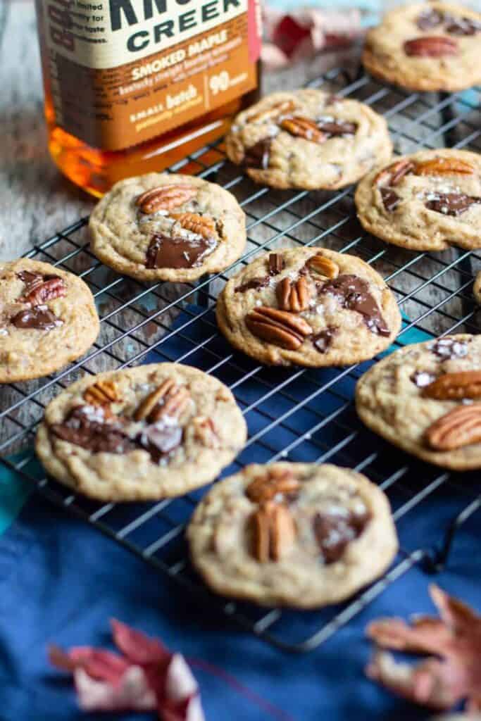 Maple Bourbon Chocolate Chunk Pecan Cookies | A Nerd Cooks