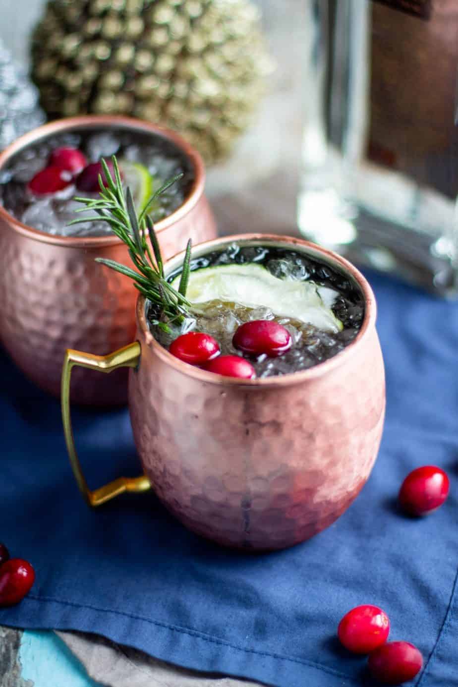 Festive Holiday Gin Moscow Mule Recipe - A Nerd Cooks