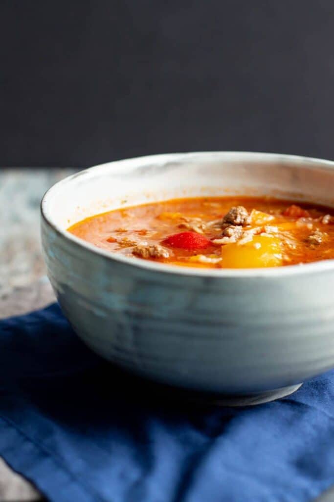 Slow Cooker Stuffed Pepper Soup | A Nerd Cooks