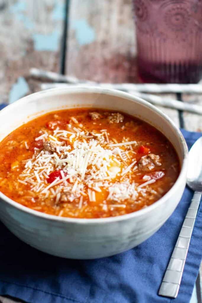 Slow Cooker Stuffed Pepper Soup | A Nerd Cooks