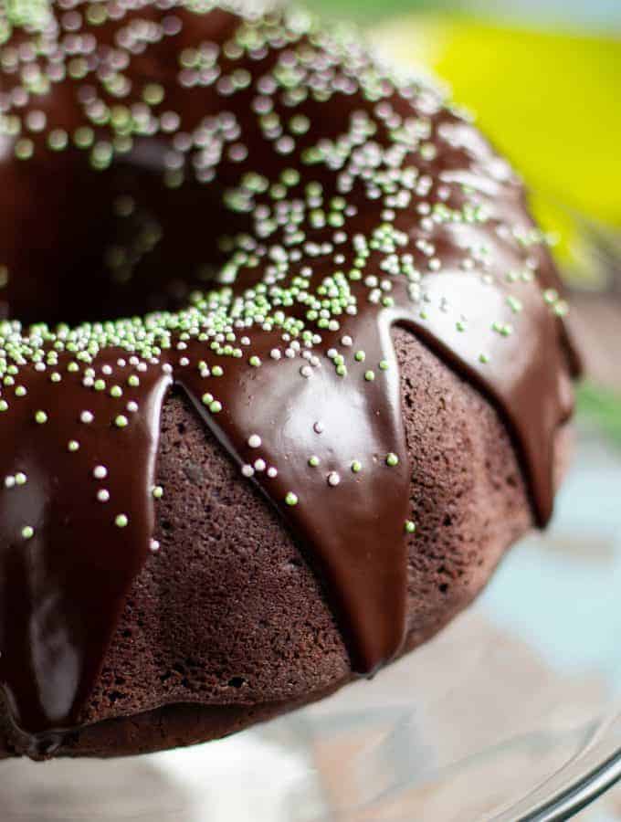 Chocolate Stout Bundt Cake with Irish Cream Glaze | A Nerd Cooks