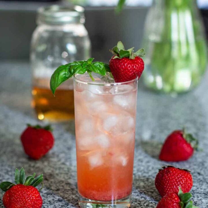 Strawberry Basil Vodka Collins