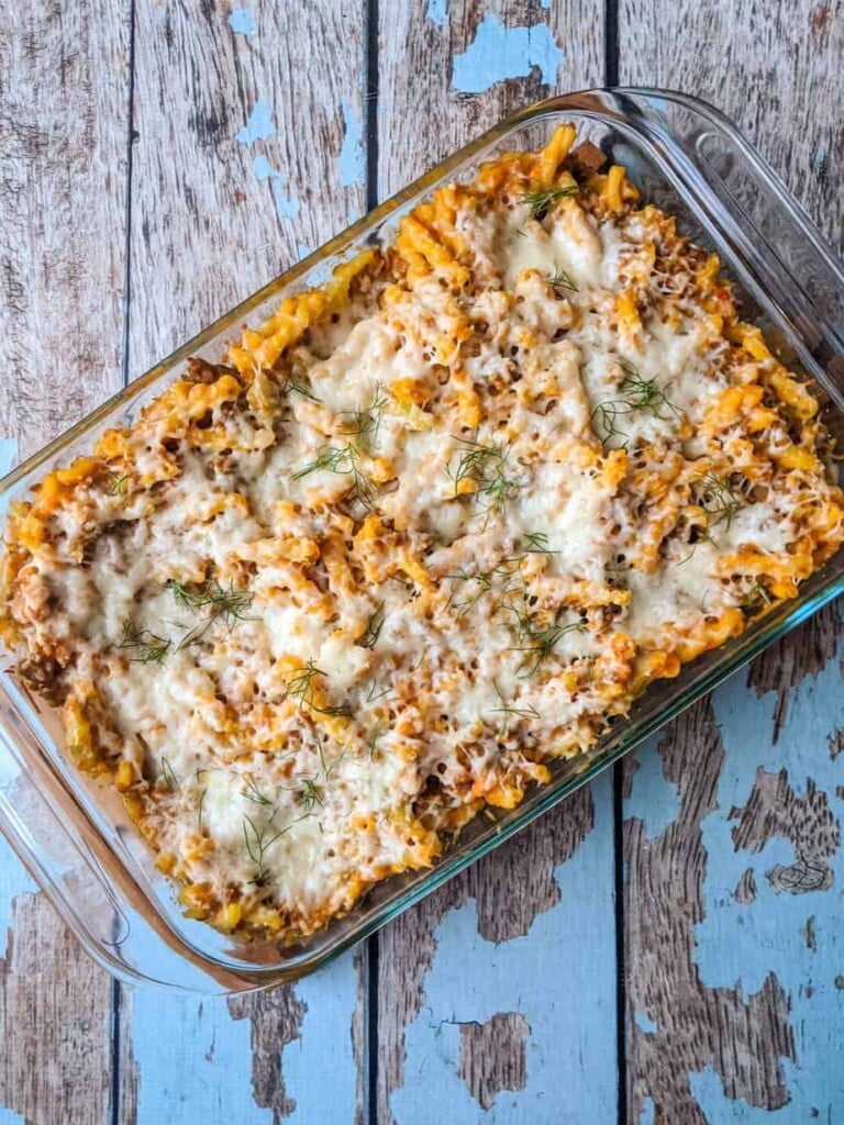 Pumpkin and Sausage Pasta Bake - A Nerd Cooks