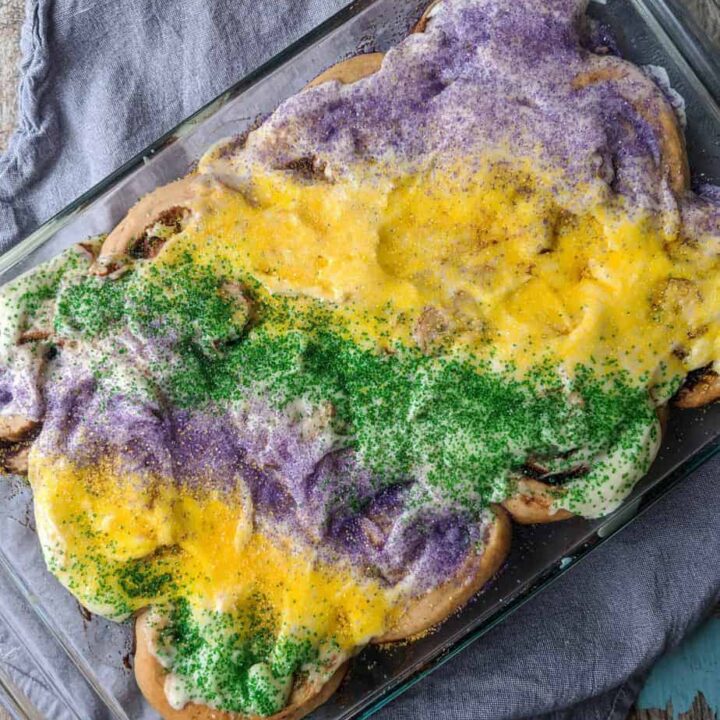 King Cake Cinnamon Rolls