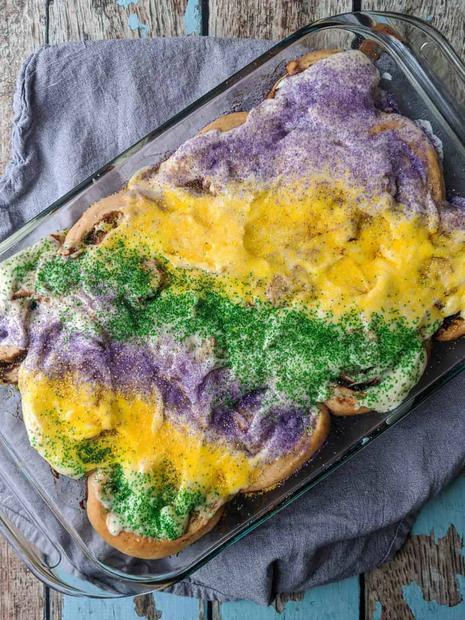 King Cake Cinnamon Rolls | A Nerd Cooks