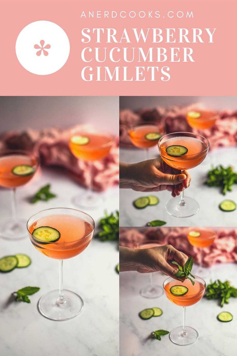 pinterest pin for Strawberry Cucumber Gimlet