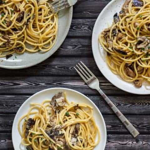 Creamy Bucatini with Crispy Mushrooms-image