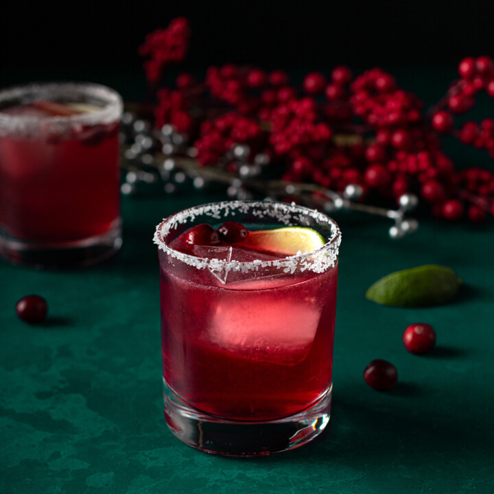 two glasses of cranberry margaritas