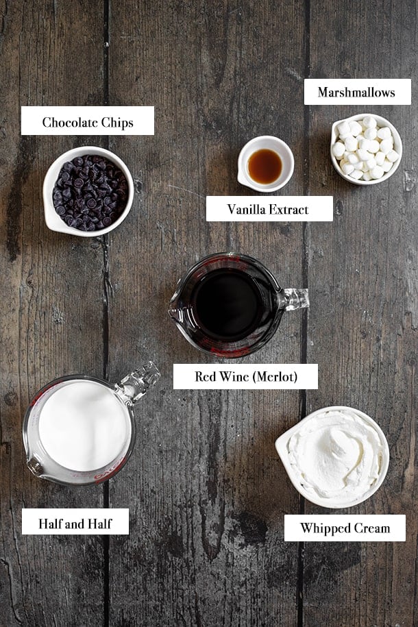 pinterest pin for red wine hot chocolate