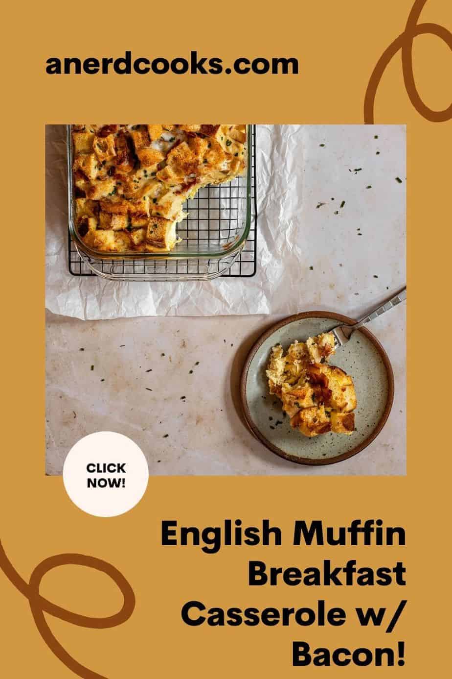 pinterest pin for english muffin breakfast casserole