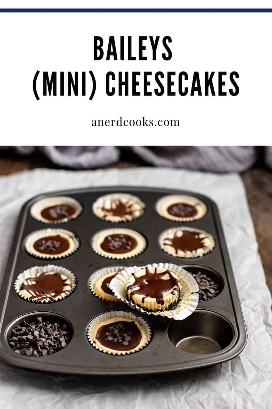 pinterest pin for baileys irish cream cheesecakes