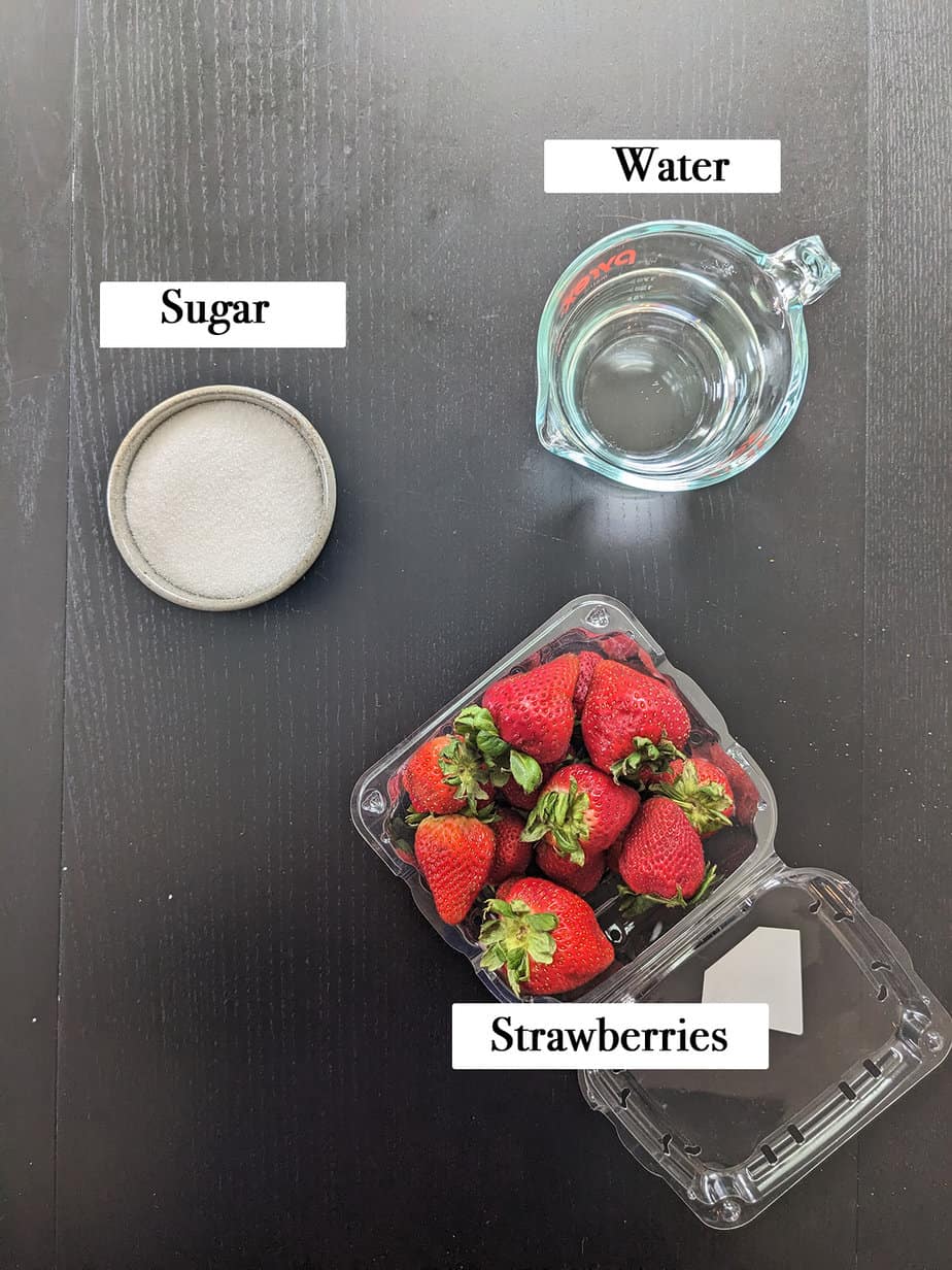 ingredients to make strawberry simple syrup
