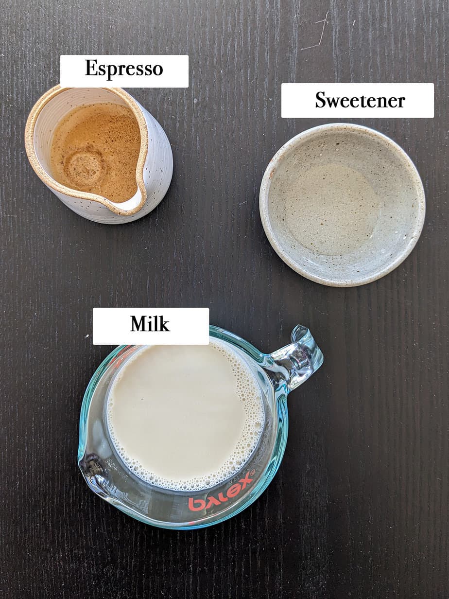 ingredients for making an iced latte