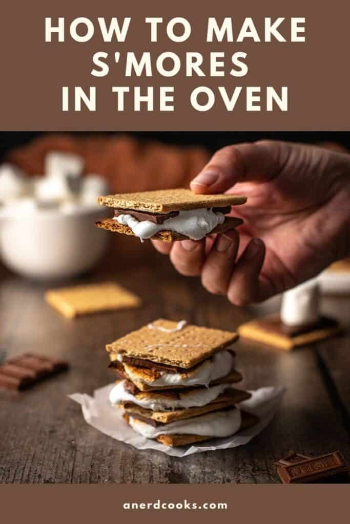 pinterest pin for how to make s'mores in the oven