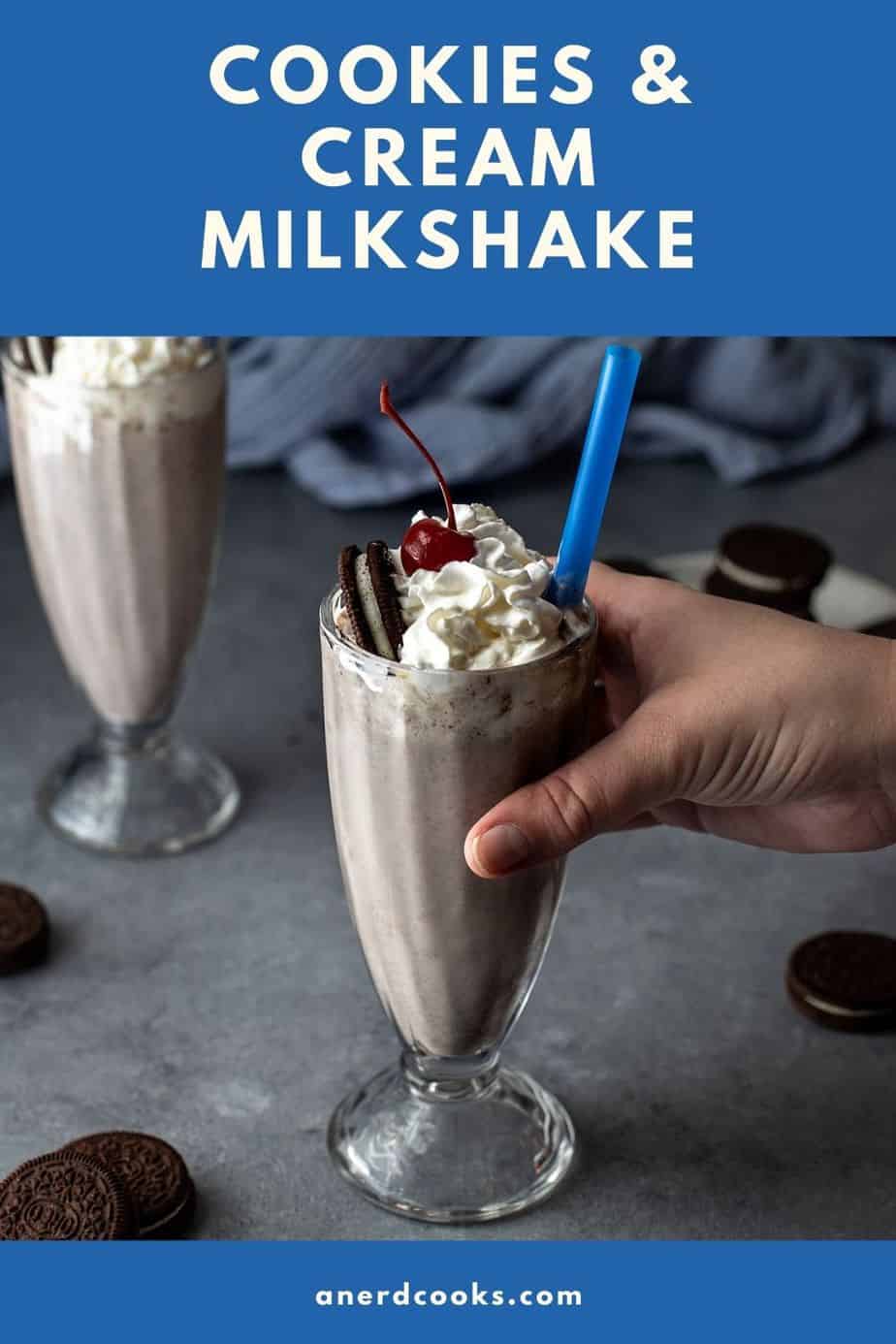 pinterest pin for cookies and cream milkshake