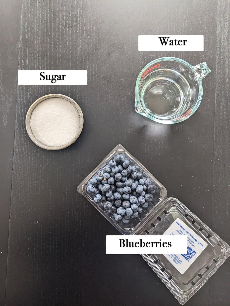 ingredients to make blueberry simple syrup