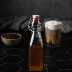 swing top bottle full of vanilla simple syrup