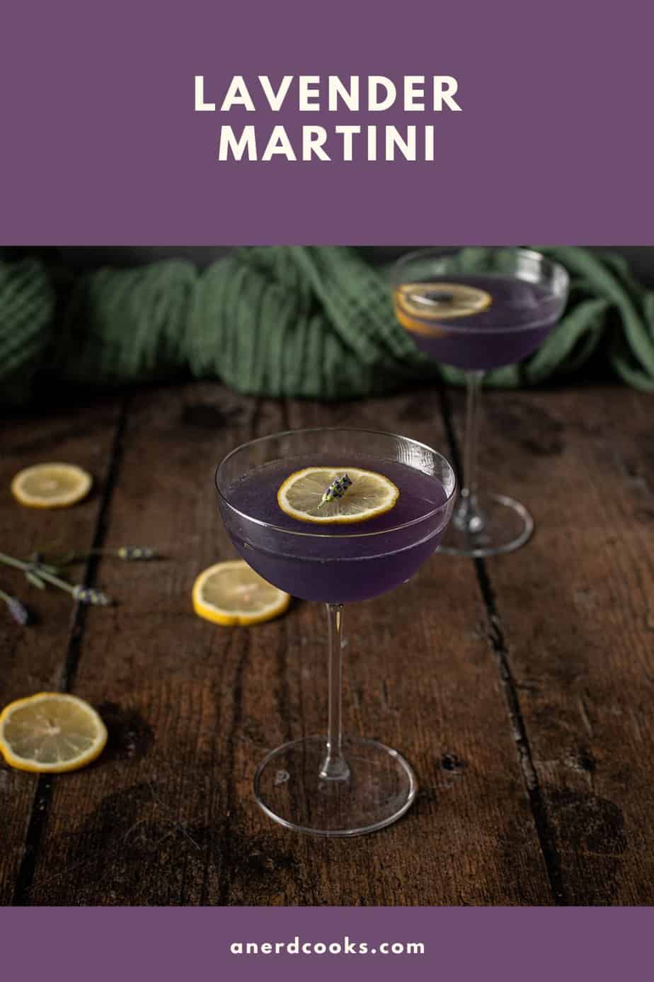 pinterest pin for lavender martini